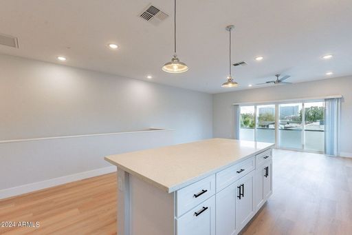 Apartment kitchen — representative home at Halcyon on 18th Street.