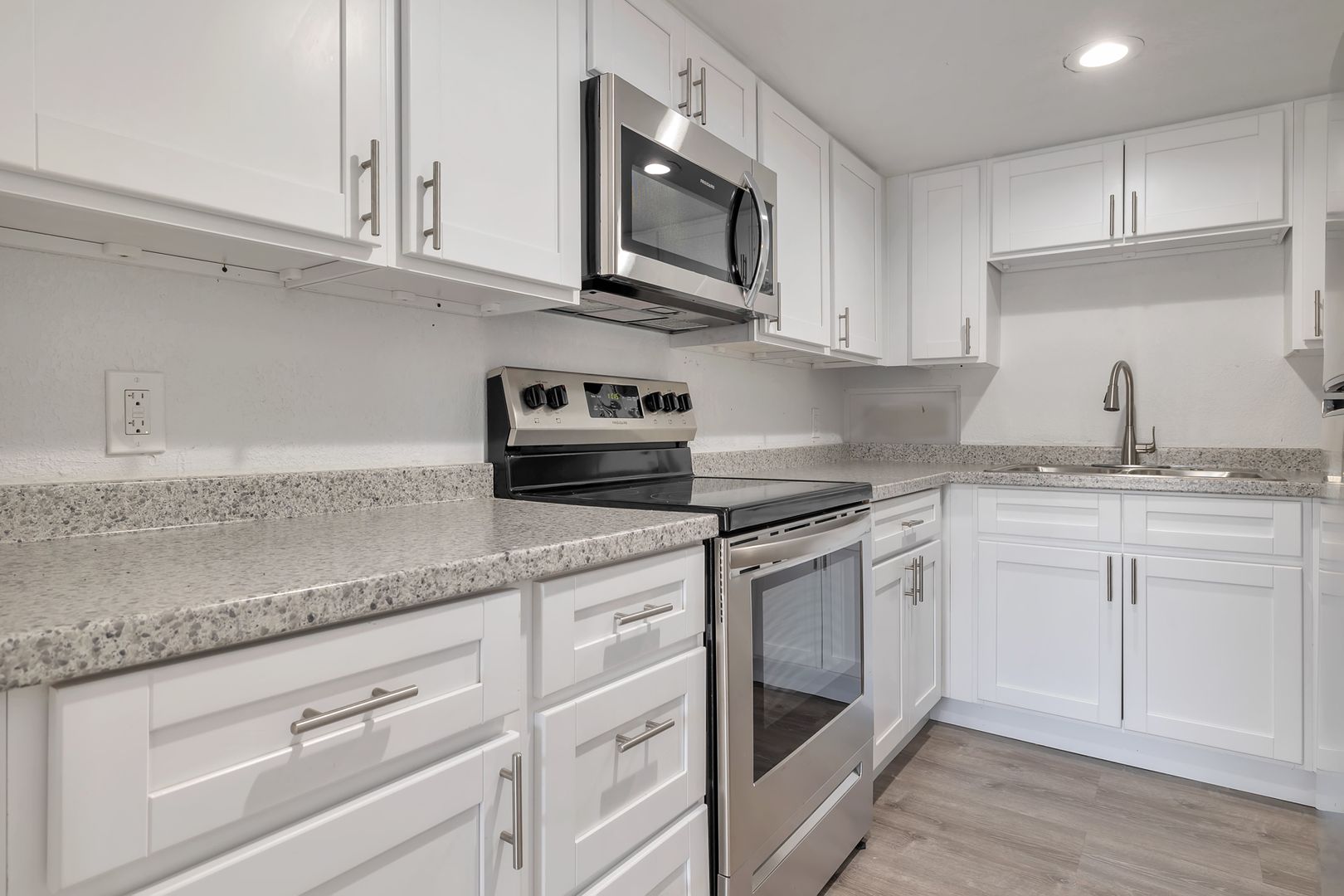 Representative apartment kitchen at The Spot.
