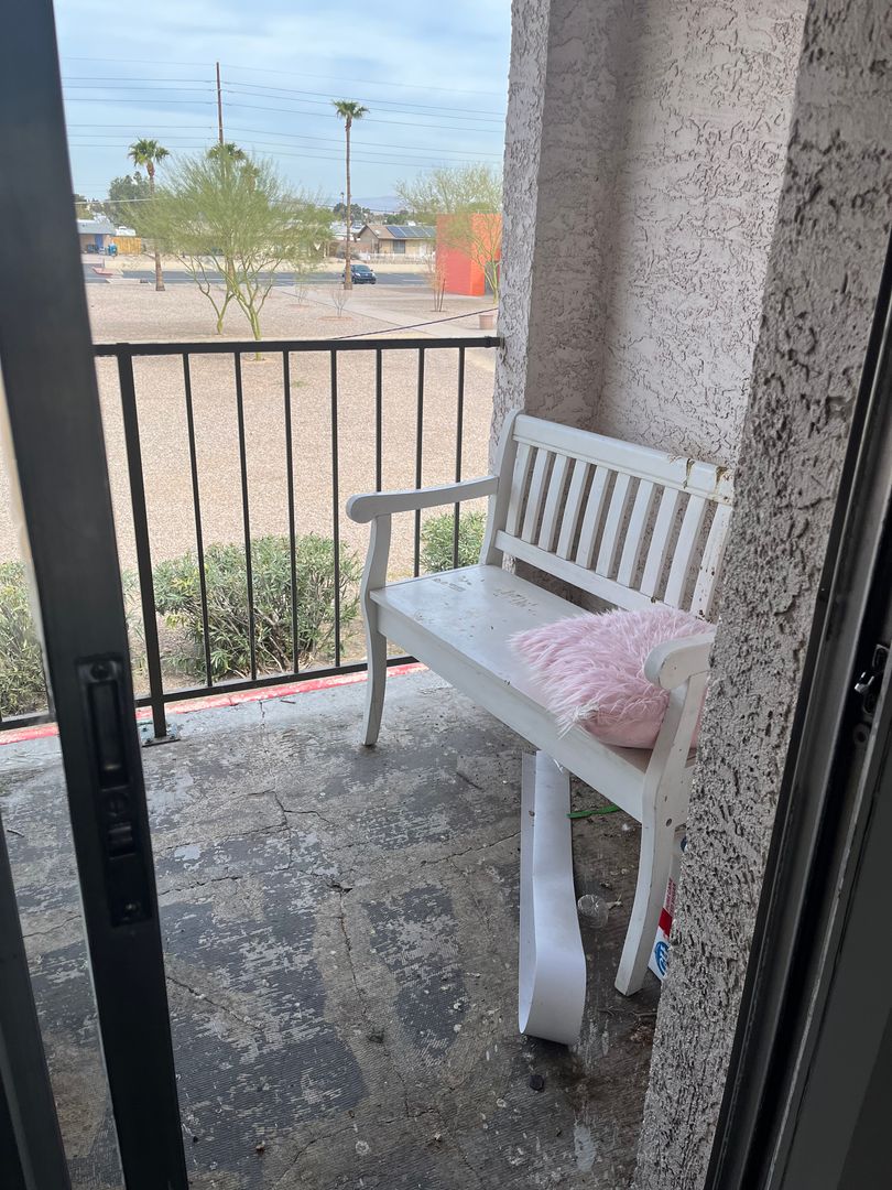 Balcony or patio shown in Apartment 219 at Courtyard Village Apartments.