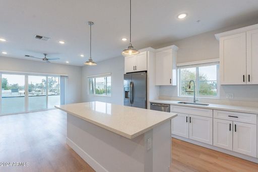 Apartment kitchen — representative home at Halcyon on 18th Street.