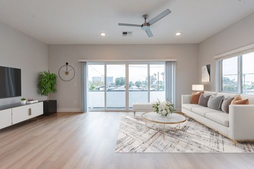 Furnished example: living area at Halcyon on 18th Street.