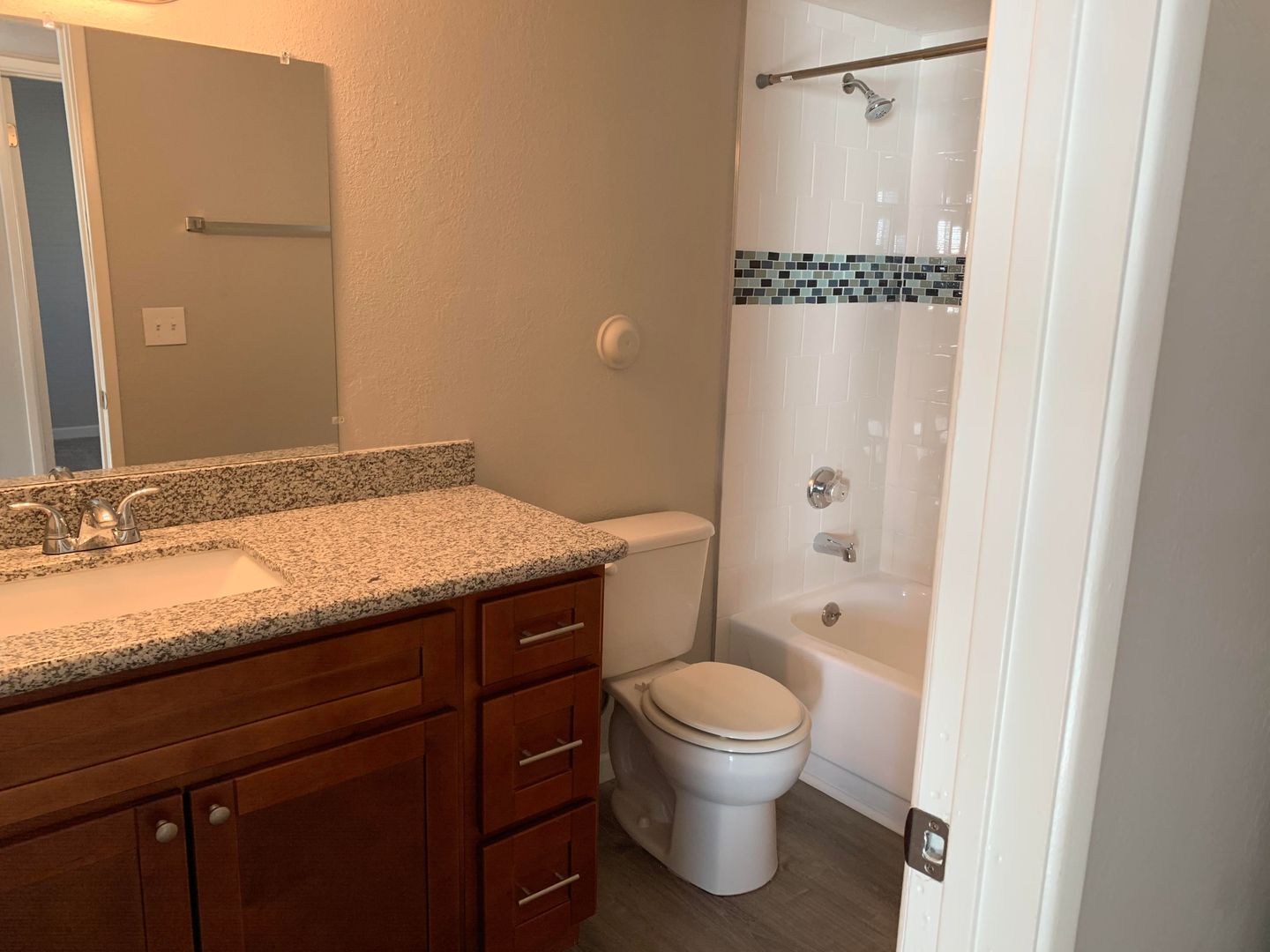 Apartment bathroom — representative home at La Vie.