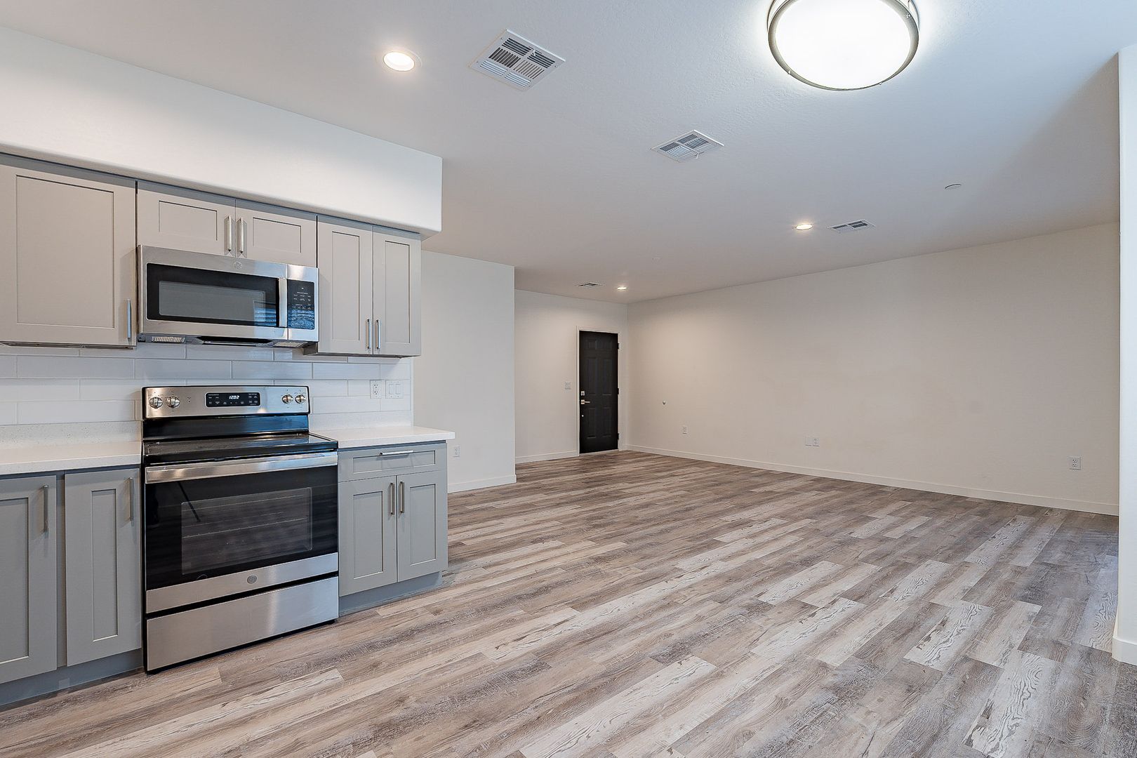 Apartment kitchen — representative home at La Vie.