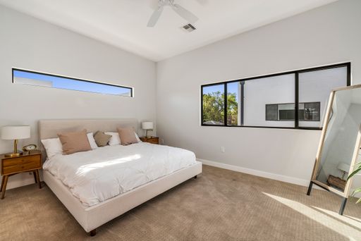 Furnished bedroom shown — representative home at Halcyon on Cheery Lynn.