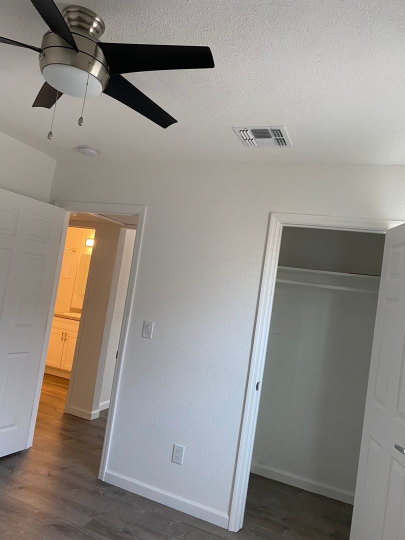 Representative unfurnished bedroom at Turney Cottages.