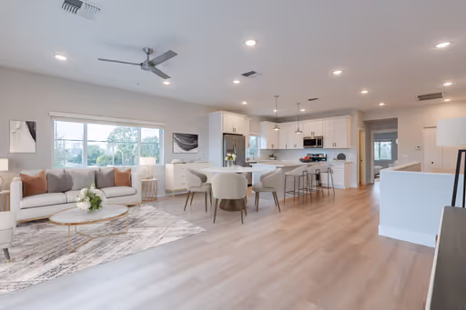Furnished example: living area at Halcyon on 18th Street.