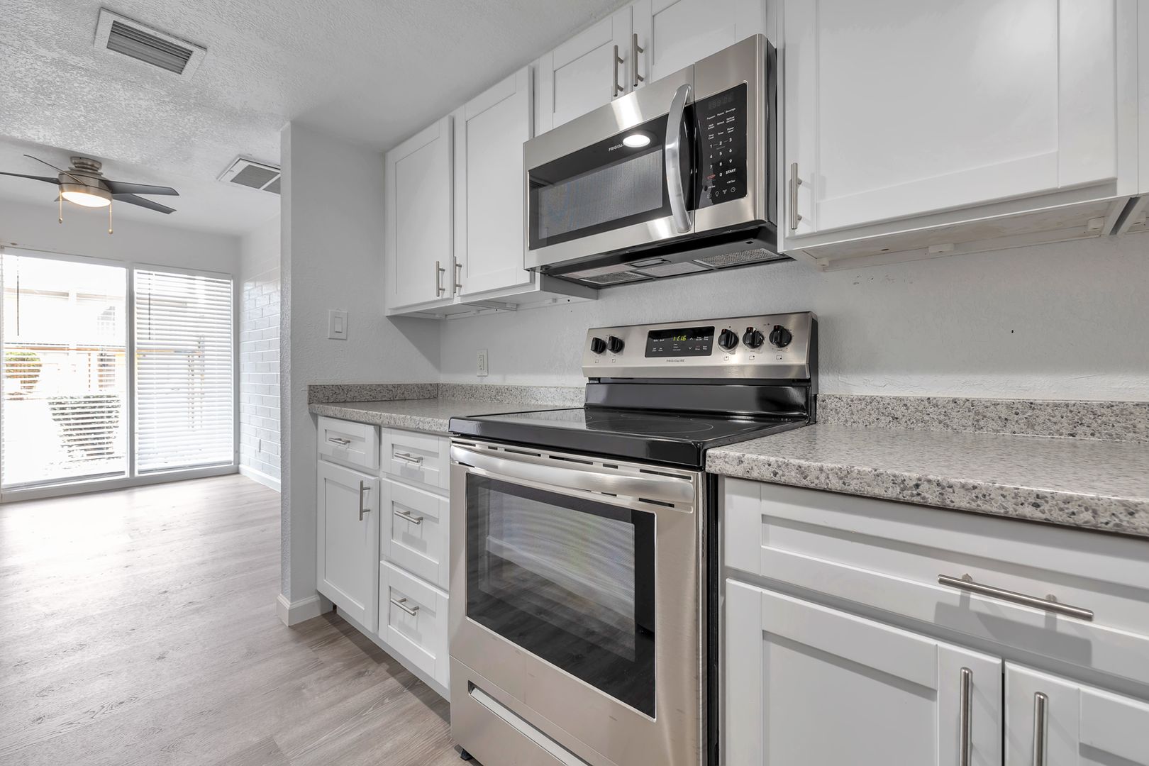 Representative apartment kitchen at The Spot.
