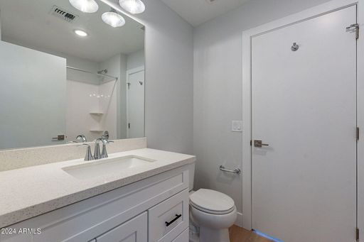 Apartment bathroom — representative home at Halcyon on 18th Street.