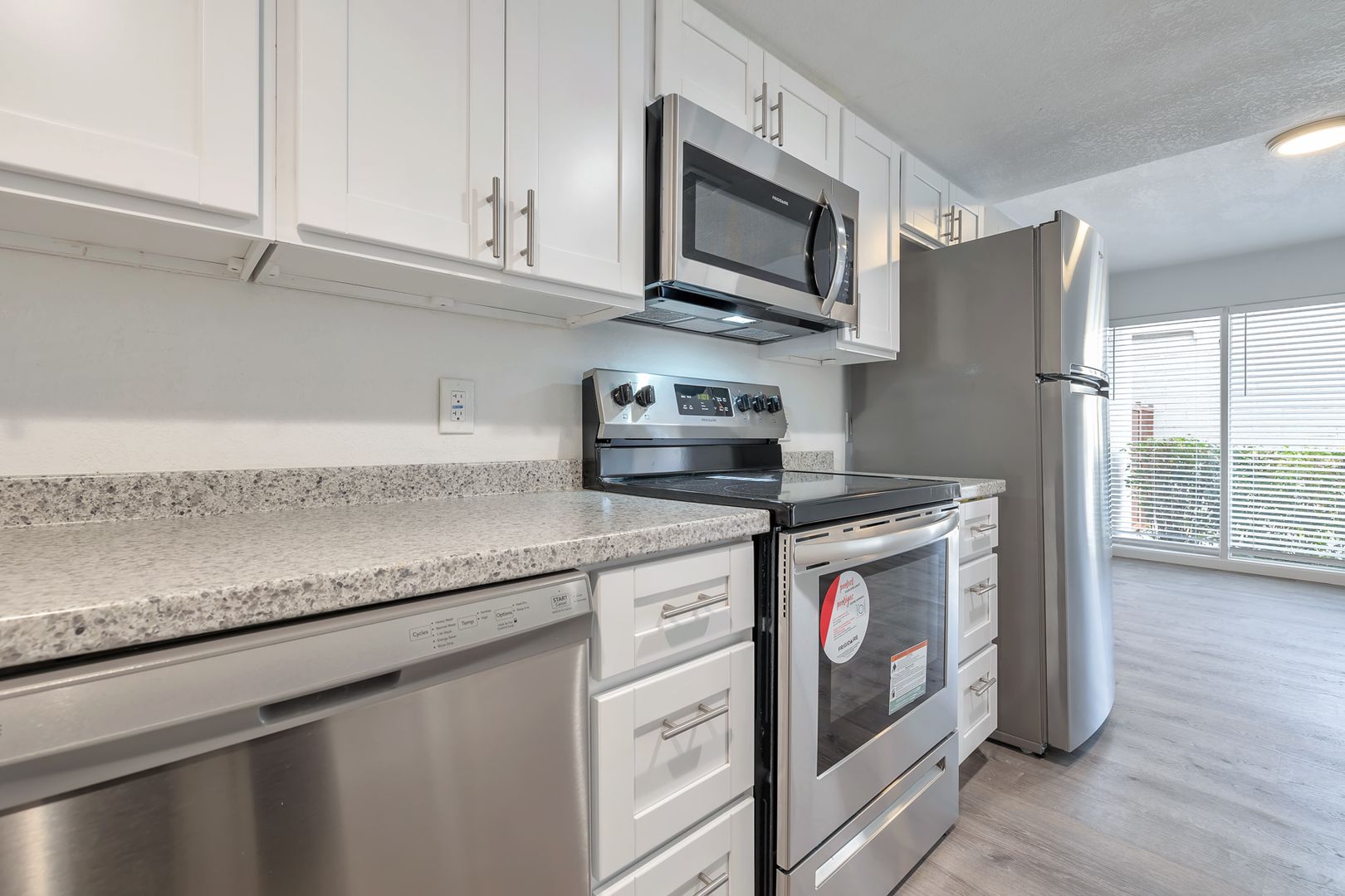 Representative apartment kitchen at The Spot.