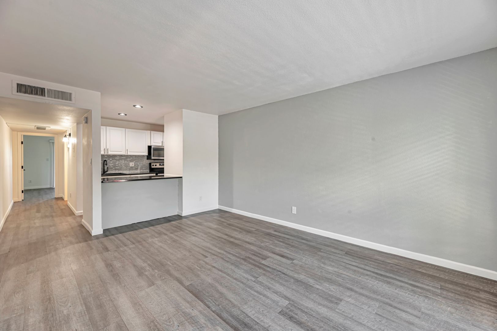Unfurnished apartment interior at H2O Apartments.