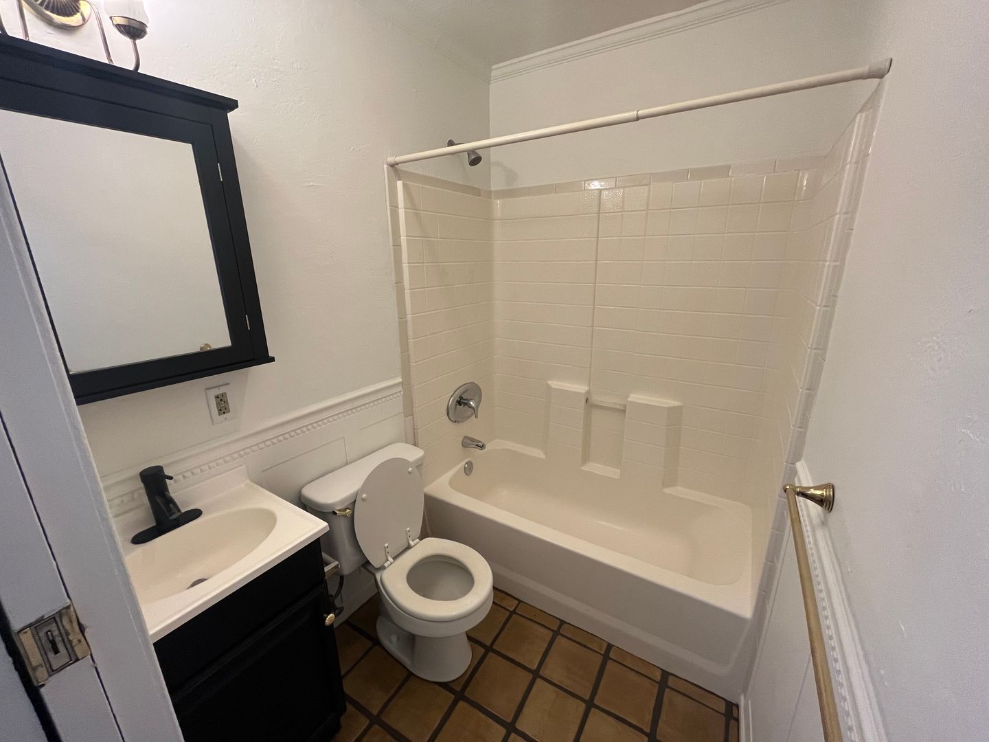 Apartment bathroom at San Juan Apartments.