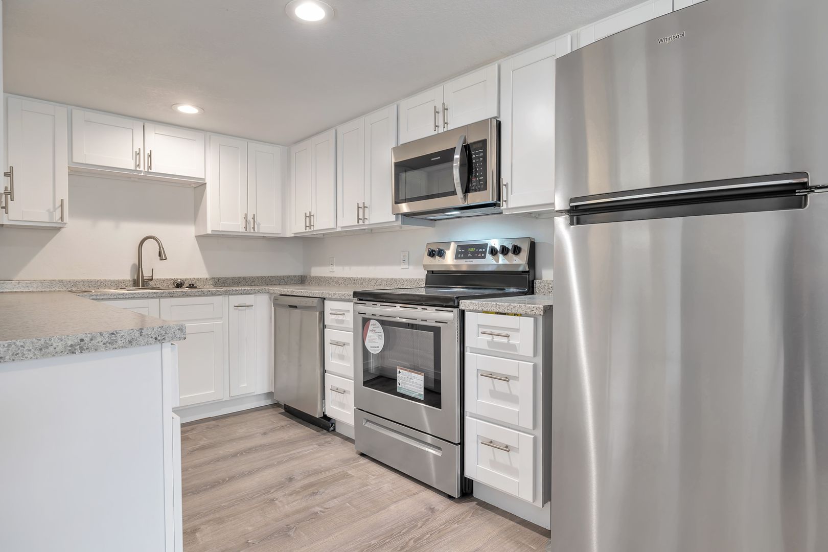 Representative apartment kitchen at The Spot.