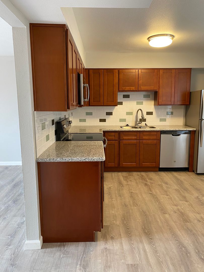 Apartment kitchen — representative home at La Vie.