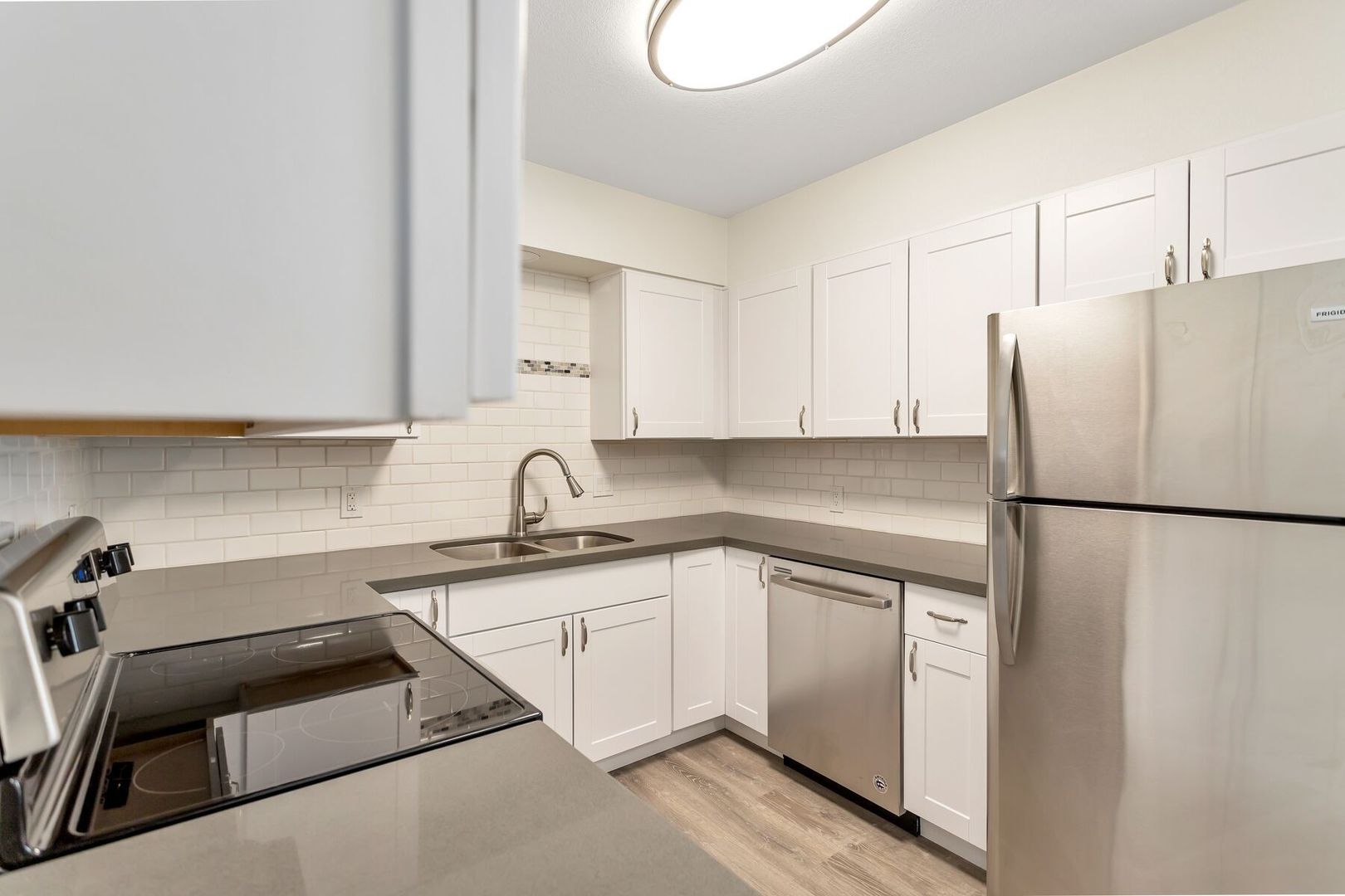 Representative apartment kitchen at Edge Apartments.