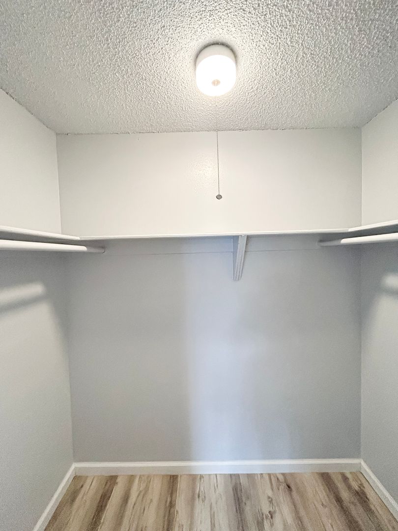 Representative closet storage at Villa Serena.