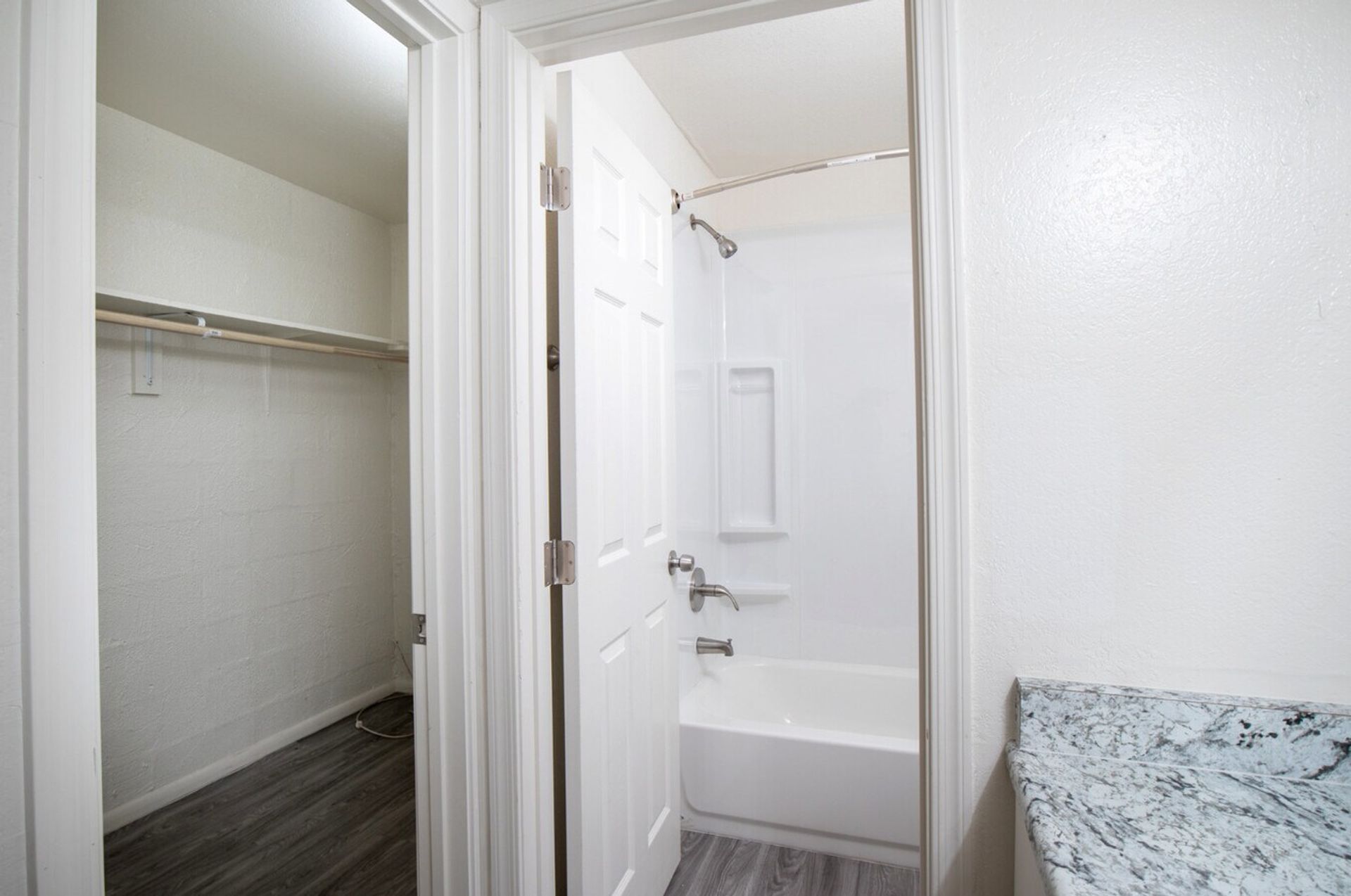 Apartment bathroom — representative home at Lateral 14 Apartments.