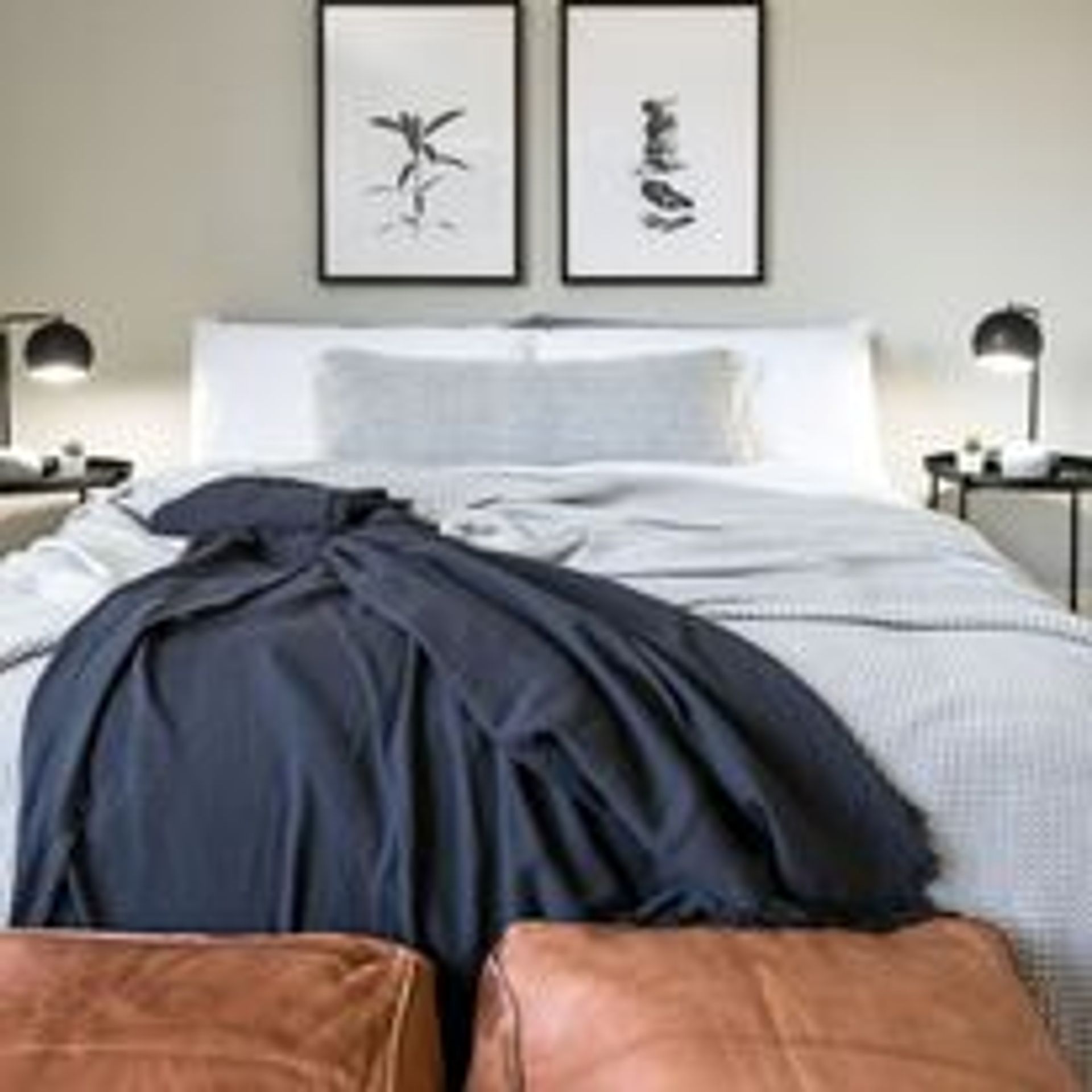Furnished bedroom shown — representative home at The Marlowe.