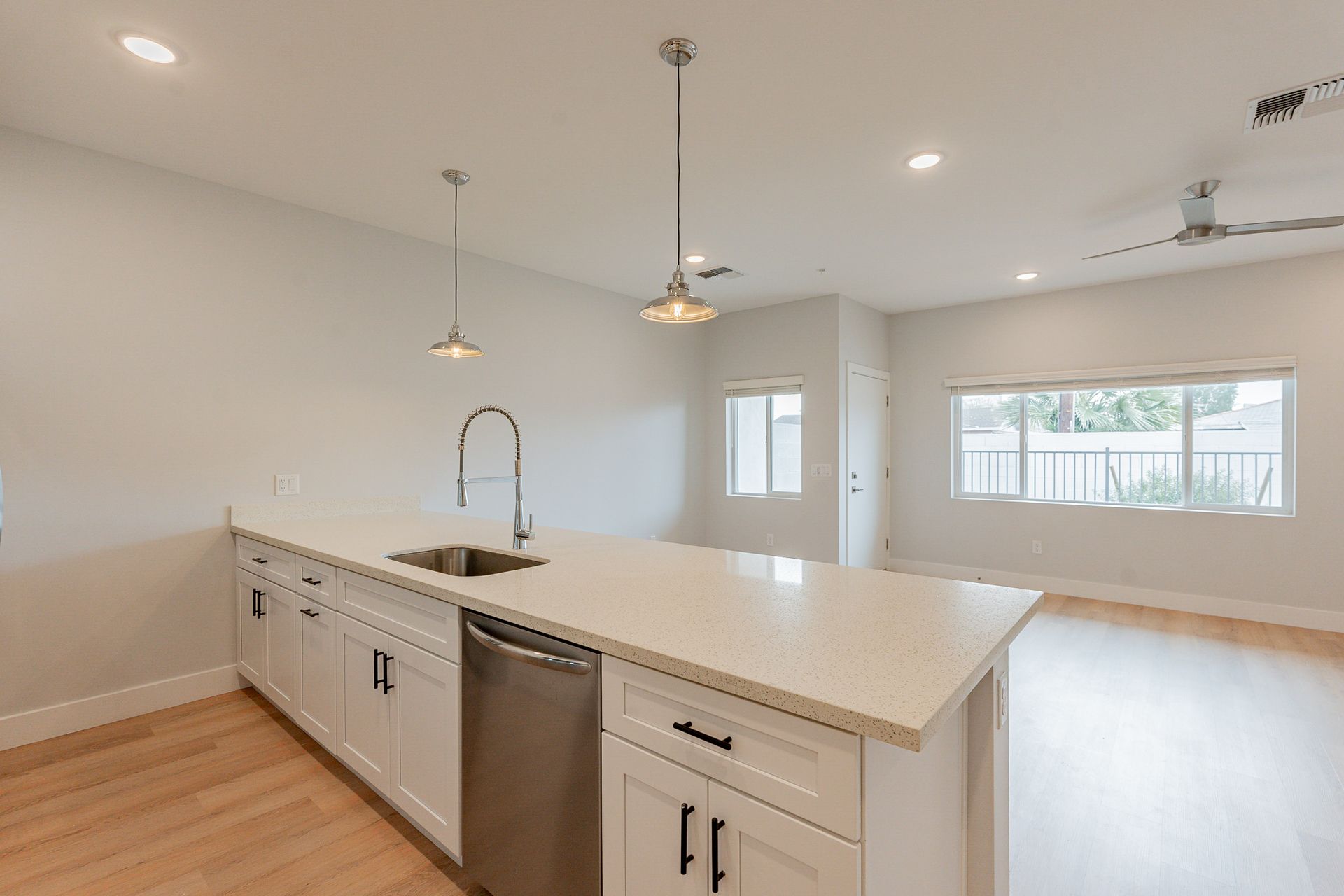 Apartment kitchen — representative home at Halcyon on 18th Street.