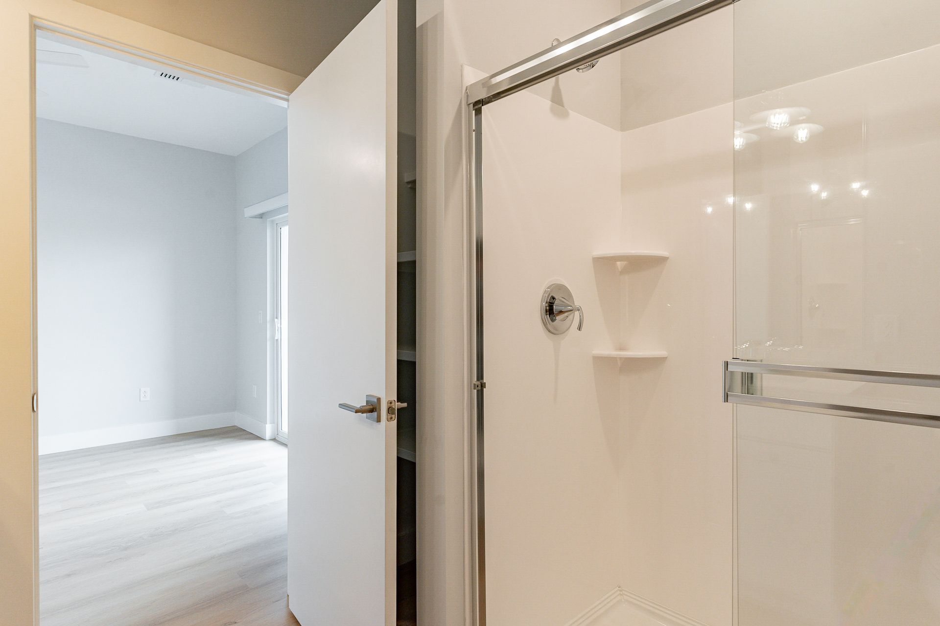 Apartment bathroom — representative home at Halcyon on 18th Street.