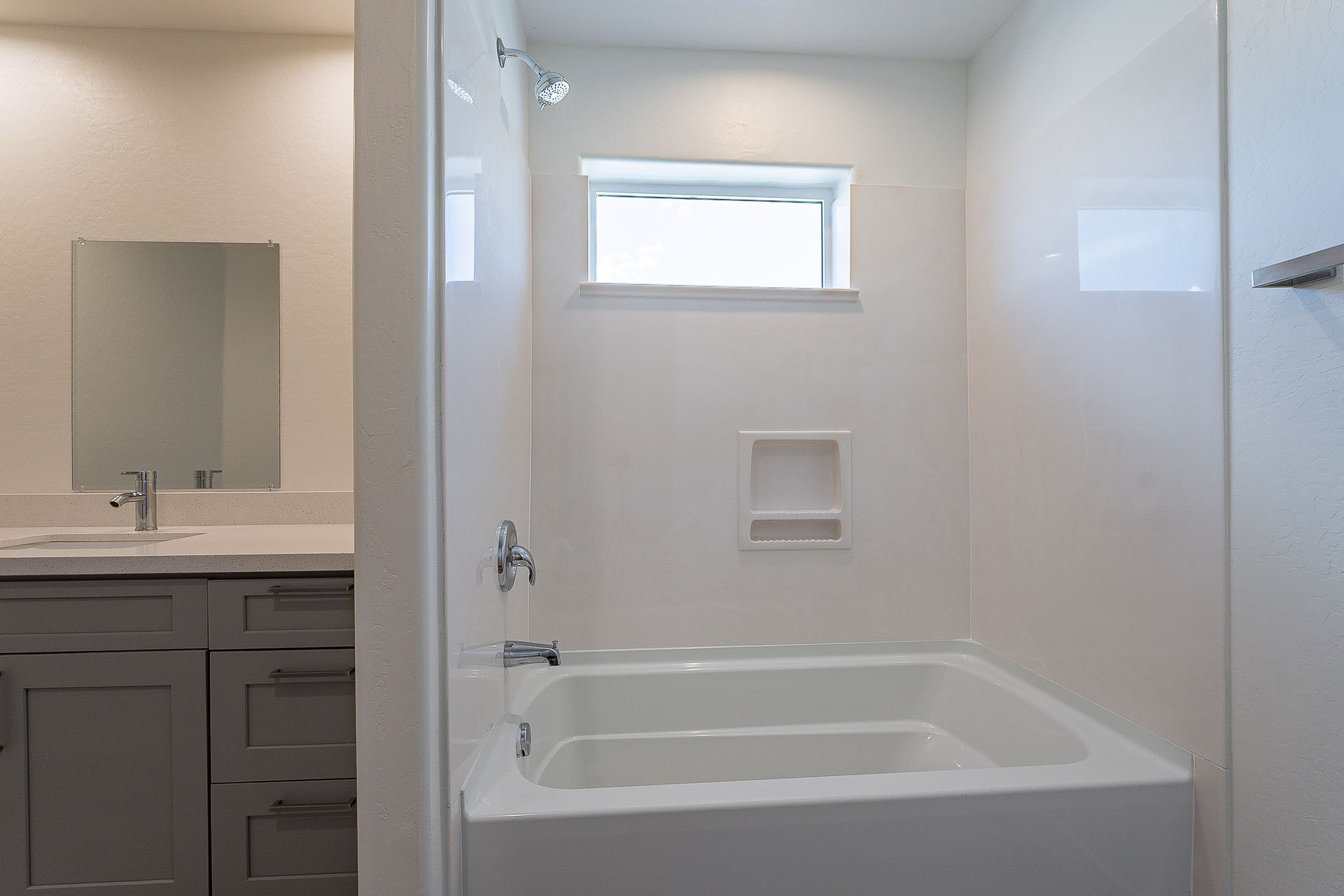 Apartment bathroom — representative home at La Vie.