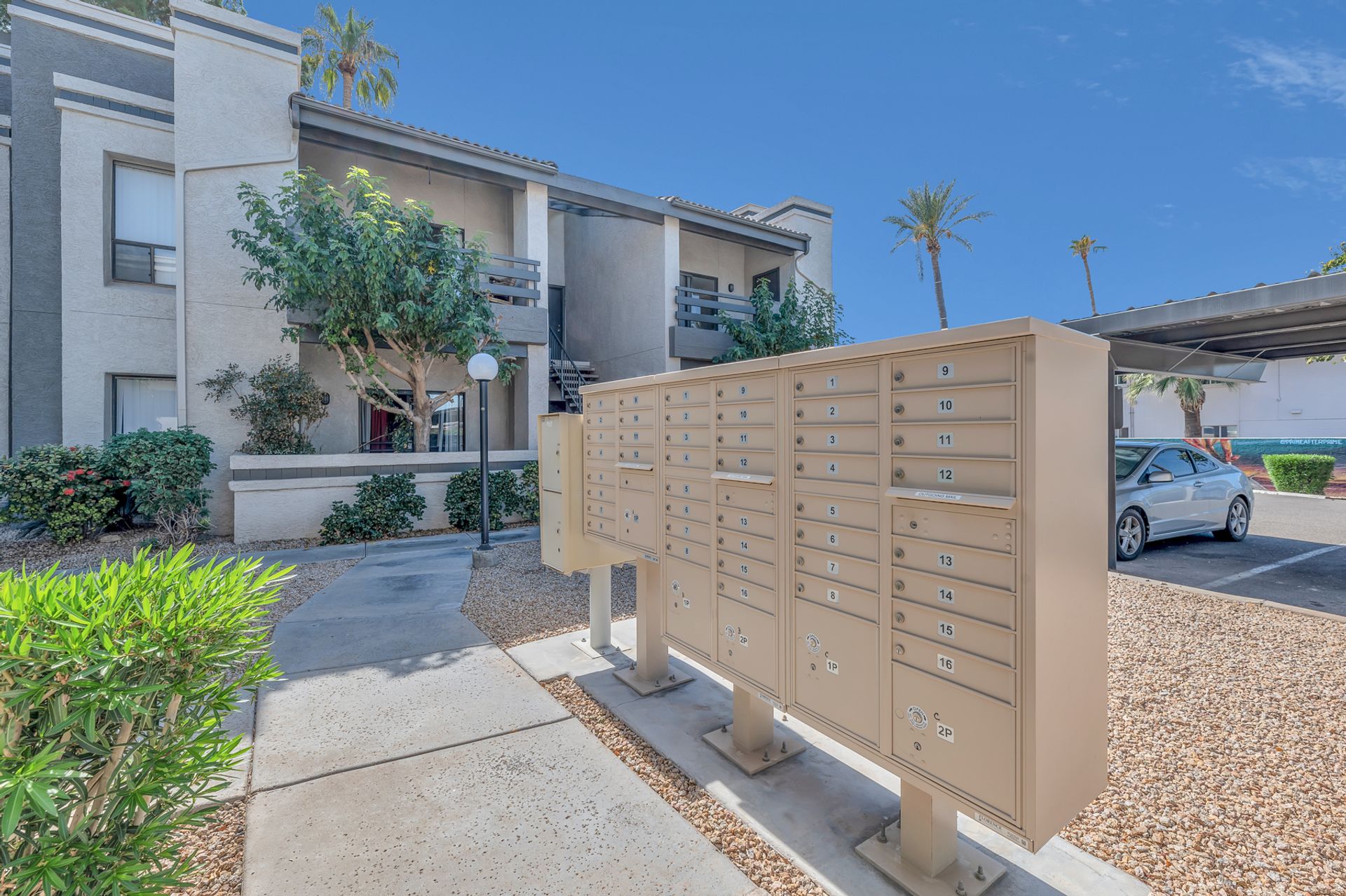 Resident mailboxes at Maryland Court.
