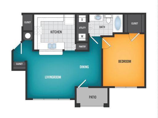 Courtyard 1 Bedroom 1 Bathroom with Patio