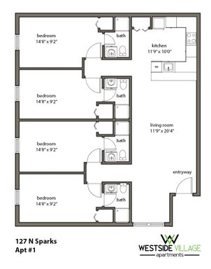 127 N. Sparks St. - Apt #01 4 Bedroom (Furnished) – photo 1