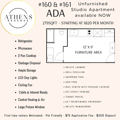 Down Stairs - ADA 297sqft Unit